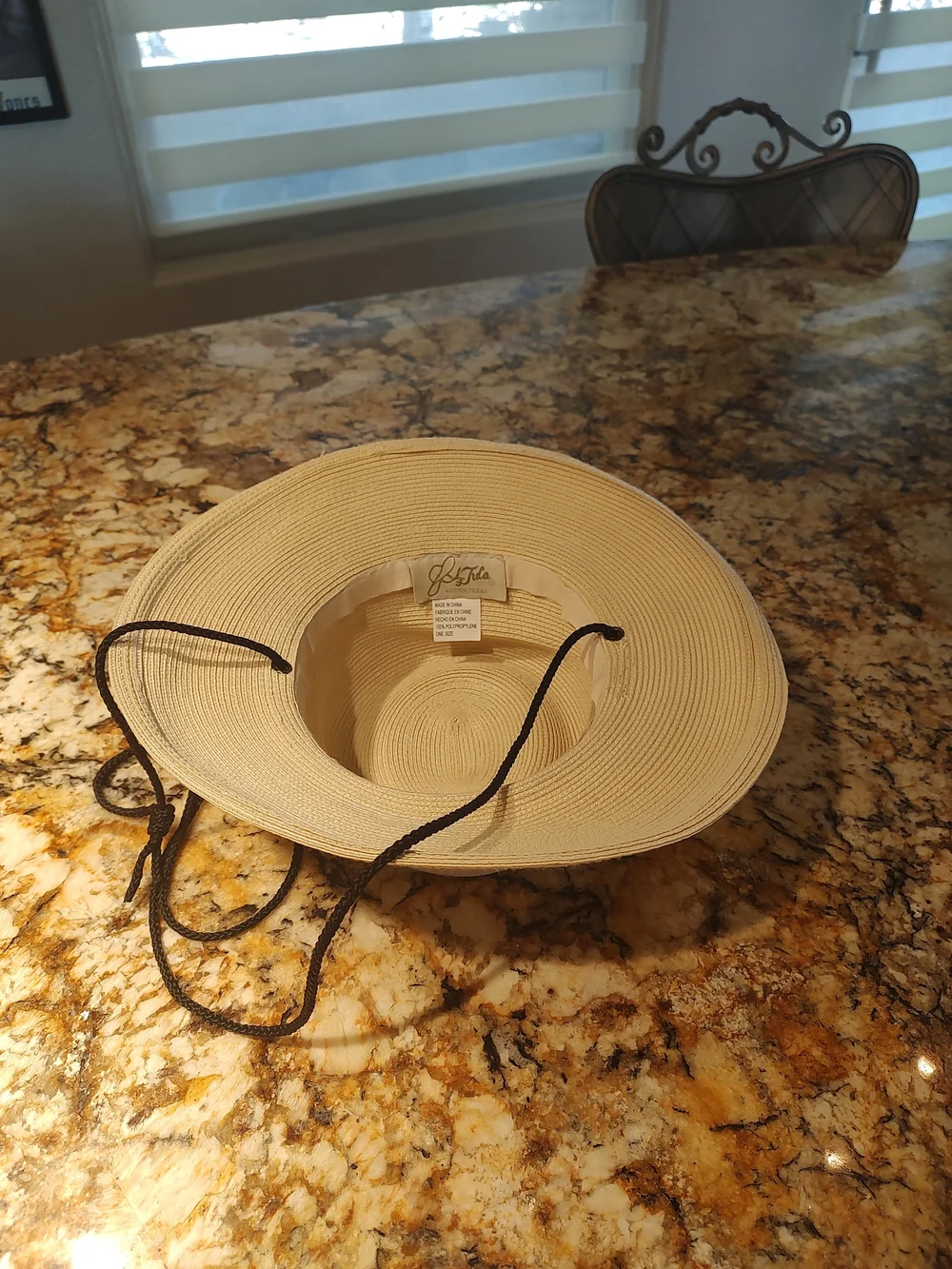 Tula Cream Wide-Brim Sun Hat with Black Chin Cord